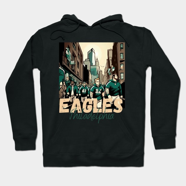 Philadelphia eagles football player graphic design cartoon style beautiful artwork Hoodie by Nasromaystro